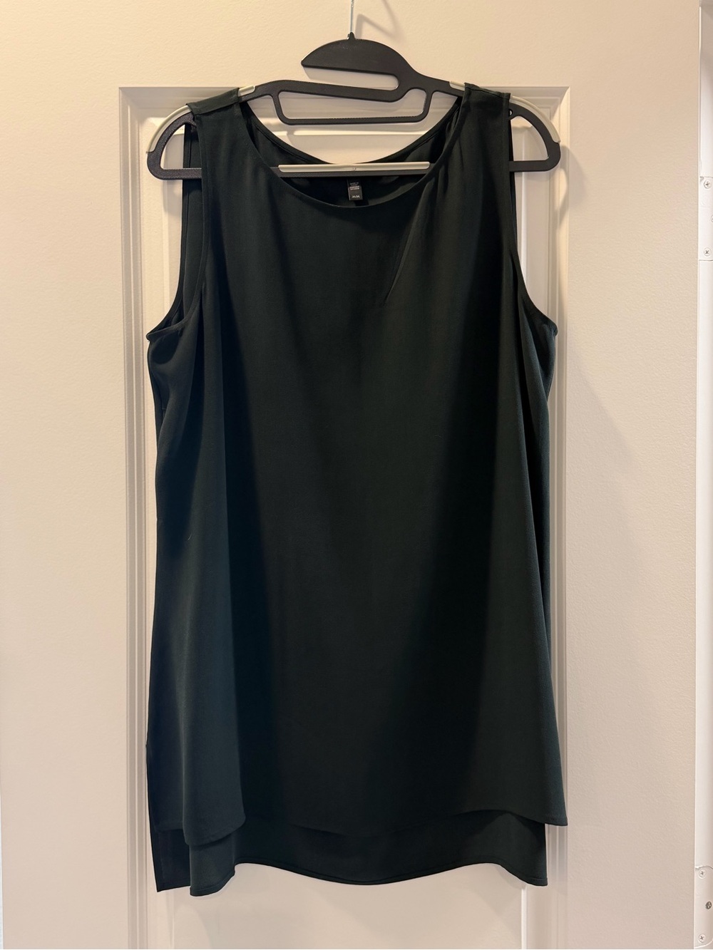 Eileen Fisher 100% Silk Deep Green/Black Tunic